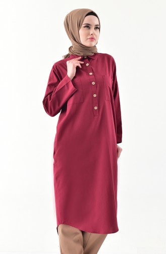 Buttoned Long Tunic 1275-06 Claret Red 1275-06
