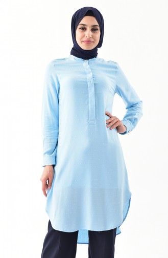 Button Detailed Viscose Tunic 1279-02 Baby Blue 1279-02