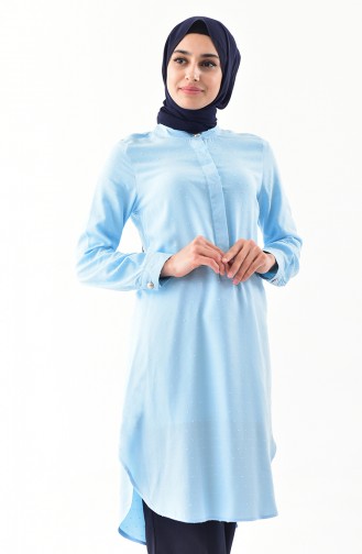 Button Detailed Viscose Tunic 1279-02 Baby Blue 1279-02