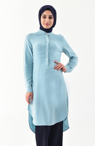 Button Detailed Viscose Tunic  1279-03 Mint Green 1279-03