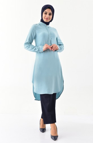 Button Detailed Viscose Tunic  1279-03 Mint Green 1279-03