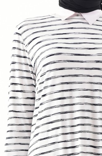 Striped Long Tunic 7795-01 White 7795-01