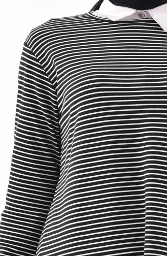 Striped Long Tunic 7796-01 Black 7796-01