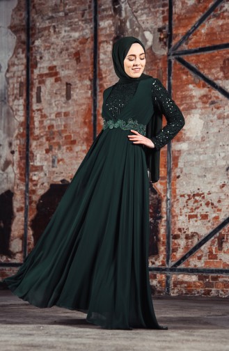 Robe de Soirée Mousseline 52701-04 Vert 52701-04