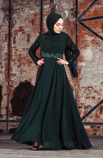 Robe de Soirée Mousseline 52701-04 Vert 52701-04