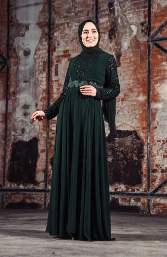 Robe de Soirée Mousseline 52701-04 Vert 52701-04