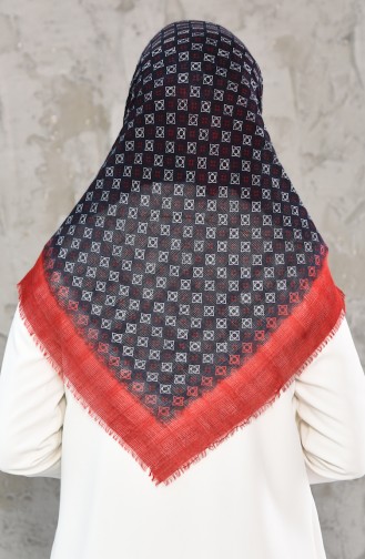 Mesh Fabric Cotton Scarf 2176-06 Red Navy 2177-06