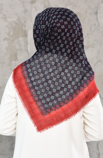 Mesh Fabric Cotton Scarf 2176-06 Red Navy 2177-06