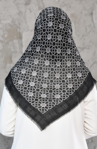 Mesh Fabric Cotton Scarf 2178-12 Black Gray 2178-12