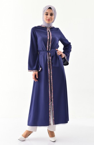 BURUN Sequin Hooded Abaya 61276-03 Navy Blue 61276-03