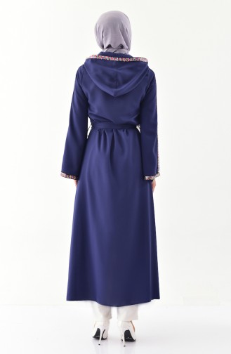 BURUN Sequin Hooded Abaya 61276-03 Navy Blue 61276-03