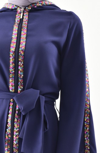 Abaya a Capuche 61276-03 Bleu Marine 61276-03