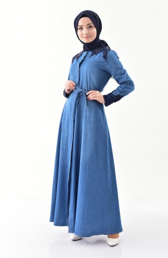 MISS VALLE  Pearls Jeans Abaya 8969-01 Blue Jeans 8969-01