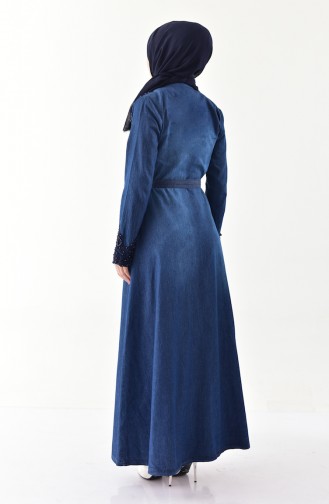 MISS VALLE  Pearls Jeans Abaya 8969-02 Navy 8969-02