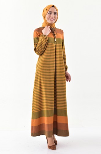 Pattern Linen Dress 2028-06 Mustard 2028-06