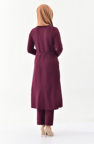 Ensemble Deux Pieces Cape Pantalon Bordé 9000-01 Plum 9000-01