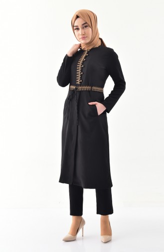 MISS VALLE Embroidered Cape Pants Double Suit 9000-03 Black 9000-03