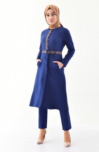 MISS VALLE Embroidered Cape Pants Double Suit 9000-05 Navy Blue 9000-05