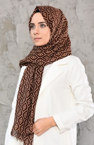 Honeycombed Patterned Shawl 330-103 Light Brown Brown 330-103