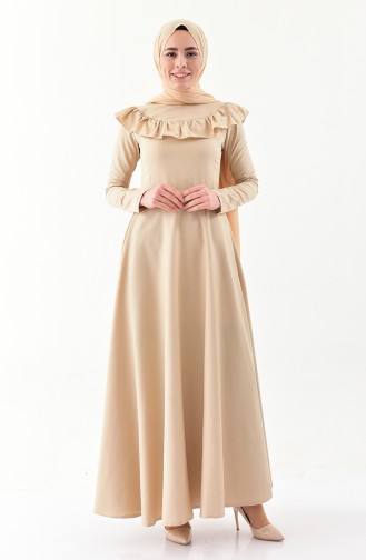 Beige Hijab Dress 7203-09