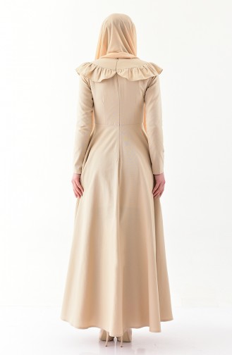 Beige Hijab Dress 7203-09