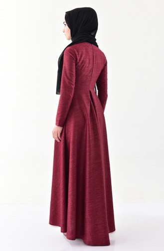 بيزلايف فستان لامع بتصميم مُزين بقلادة 4269-02 لون خمري 4269-02