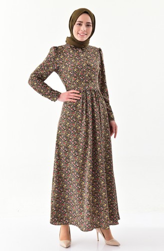 Khaki Hijab Dress 2052A-01