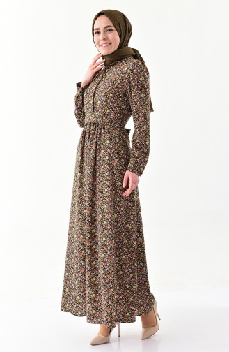Khaki Hijab Dress 2052A-01