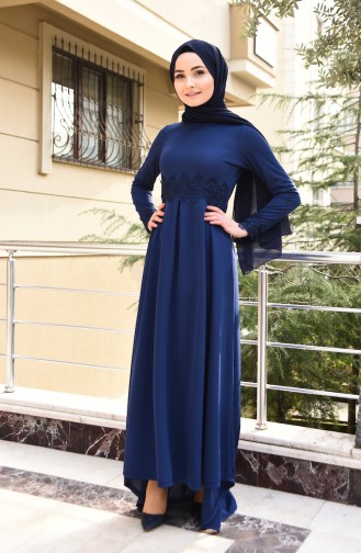 Navy Blue Hijab Dress 2264-02