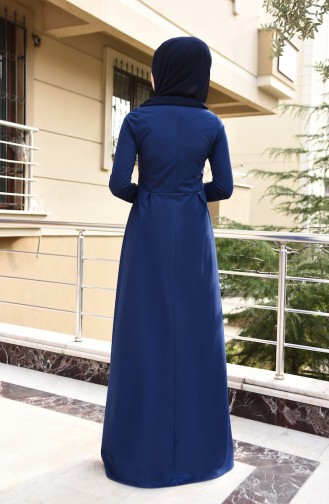 Navy Blue Hijab Dress 2264-02