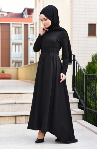 Schwarz Hijab Kleider 2264-06