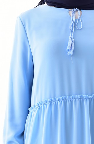 Püskül Detaylı Şifon Elbise 5241-02 Bebek Mavisi