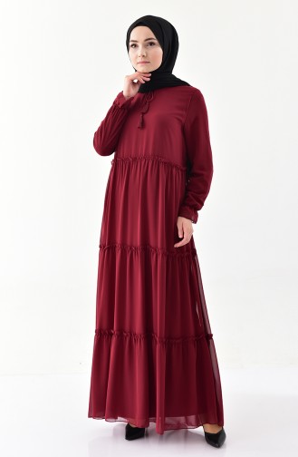Claret Red Hijab Dress 5241-04