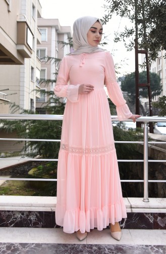 Salmon Hijab Dress 5472-02
