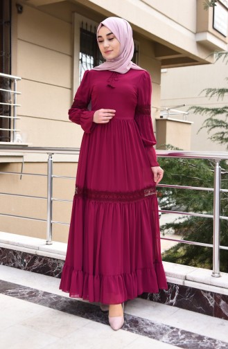 Plum Hijab Dress 5472-03