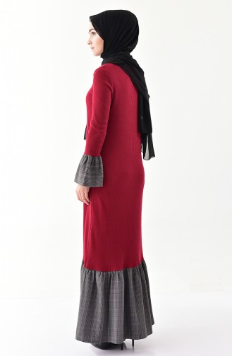 فستان بتفاصيل من الكشكش 2031-02 لون أرجواني 2031-02