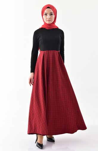 Garnili Elbise 2030A-03 Siyah Kırmızı 2030A-03
