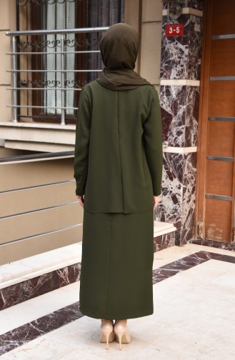 Lazer Kesim Elbise 0197-01 Haki