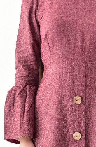 Button Detailed Dress 4408-01 Bordeaux 4408-01