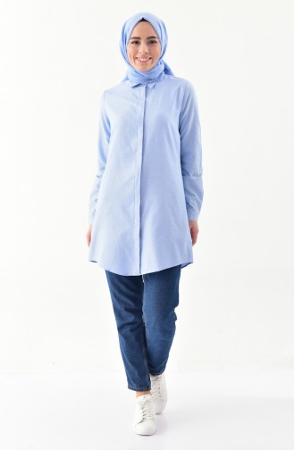 Hidden Buttoned Tunic 2051-03 Baby Blue 2051-03