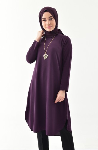 Tunique Crêpe avec Collier 0264-03 Plum 0264-03