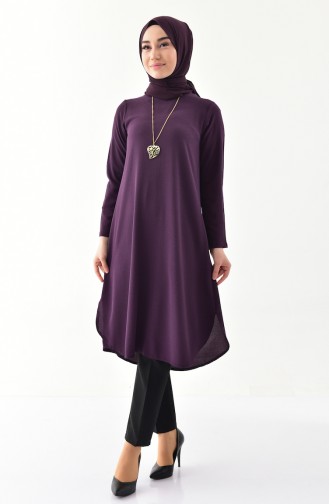 Tunique Crêpe avec Collier 0264-03 Plum 0264-03