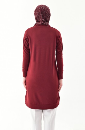 Zipper Detailed Tunic 0681-04 Claret Red 0681-04