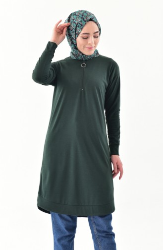 Zipper Detailed Tunic 0681-06 Emerald Green 0681-06