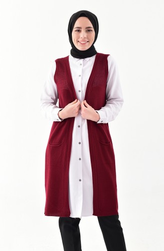 iLMEK Fine Knitwear Pocketed Vest 4120-09 Claret Red 4120-09