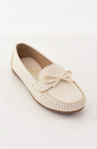 Women Flat Shoes Ballerina 100-02 Beige 100-02