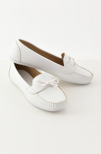 White Women`s Flats 100-03