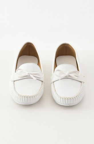 حذاء مسطح أبيض 100-03
