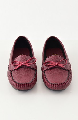 Women Flat Shoes Ballerina 100-04 Bordeaux 100-04