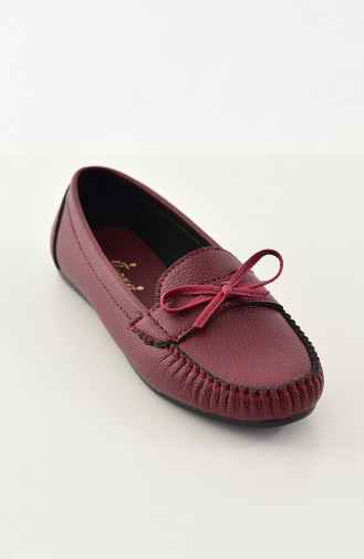 Women Flat Shoes Ballerina 100-04 Bordeaux 100-04